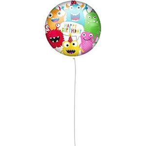 Procos 92429 - folieballon Happy Birthday Monster, grootte 46 cm, helium, ballon, verjaardag, decoratie, cadeau