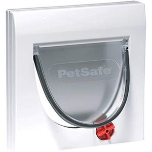 PeSafe Staywell kattenluik met 4 handmatige sluitmogelijkheden, magneetsluiting voor hout, glas, pvc, baksteenwanden, eenvoudige montage, weerbestendig, met tunnel, wit
