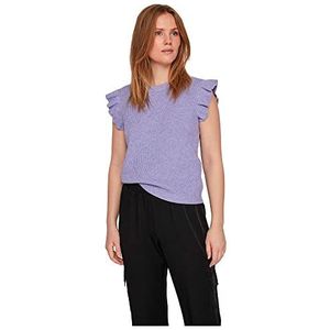 Vila Viril O-hals Flounce gebreid vest - Noos gebreid T-shirt voor dames, Sweet Lavender/Detail: gemengd