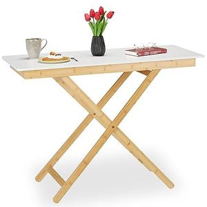 Relaxdays In hoogte verstelbare klaptafel van bamboe en MDF, h x b x b x h x d 70 x 105 x 50 cm, eettafel voor keuken, woonkamer, balkon,