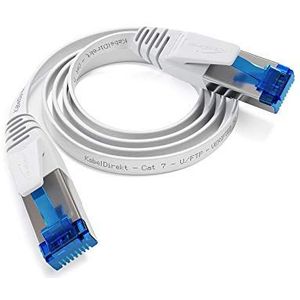 KabelDirekt - Platte ethernetkabel, bijzonder flexibel - 0,5 m (CAT7, LAN-kabel/netwerkkabel, 10 Gbit/s, RJ45-stekker, geschikt om te leggen, voor maximale glasvezelsnelheid, wit)