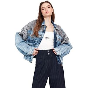 Trendyol Dames oversized basic effen denim jas mantel dames, grijs/blauw, 40, grijs/blauw