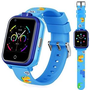 Smartwatch voor kinderen met GPS en 4G-oproep voor kinderen, IP67, waterdicht, kinderhorloge met SOS, dubbele camera, touchscreen, wifi, bluetooth, voor jongens en meisjes (blauw)