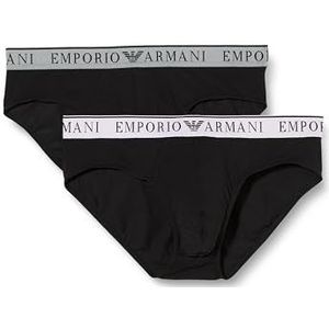 Emporio Armani Endurance slip voor heren, set van 2 stretch katoenen slips, Medium Melange Grijs/Wit