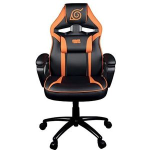 Konix Naruto Shippuden Gaming-bureaustoel, 15° zithoek, PU-leer, Konoha-motief, zwart en oranje