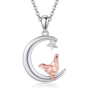 URONE 925 sterling zilveren haas varken pinguïn axolotl olifant otter schattige nijlpaard ketting voor vrouwen meisjes, Sterling Zilver, Geen edelsteen