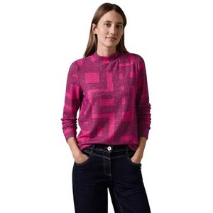 Cecil B322092 fijn gebreide trui met print voor dames, Jewel Pink Melange