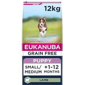 EUKANUBA Grain Free Puppyvoer voor kleine en middelgrote rassen, rijk aan lamsvlees, 12 kg