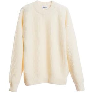 Diana Studio, Col rond en tricot blanc pour homme, laine, manches longues, taille S, Regular Fit, Blanc/écru, S