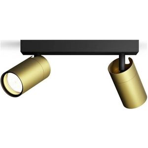 Philips Idris Spot - Plafondspot - Spatwaterdicht IP44-5W - Zwart met goud - Badkamerlamp - Twee lichtpunten - Alleen geschikt voor LED-spots