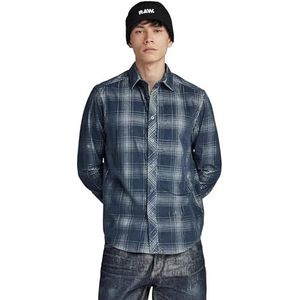 G-STAR RAW Stalt 2.0 Regular Shirt Ls T-shirts voor heren, Veelkleurig (Luna Blue Isaac Check D23564-c549-c757)