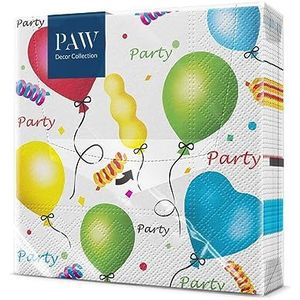PAW - Papieren servetten, 3-laags (33 x 33 cm), 20 stuks, tafeldecoratie, ballonnen, hart gemaakt voor kleine servetten, perfect voor verjaardagen, kinderdag, enz. (feest)