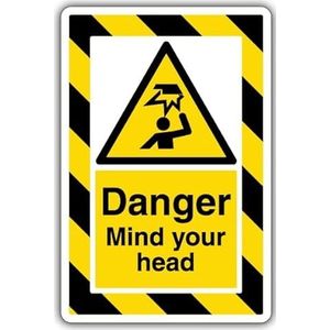 V Safety Danger Mind Your Head ExtraViz 3 mm aluminium composiet veiligheidsbord 250 x 350 mm