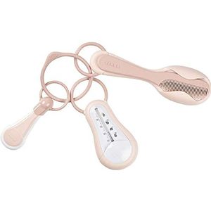 BÉABA Accessoireset voor baby/kinderen voor badthermometer + nagelknipper + kam borstel Old Pink