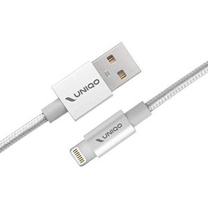 UNIQO USB 2.0-kabel, zonder klitten, nylon kabel voor opladen en gegevensoverdracht, lengte 1 m, Made for Apple, gecertificeerd voor iPhone en iPad