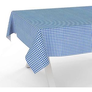 Wasbaar stoffen tafelkleed, katoen, polyester, ginghamblauw, 100 x 140 cm, voor binnen en buiten