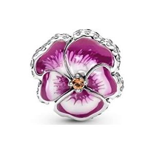 PANDORA MOMENTS 790777C01 bedel in de vorm van een tuin, roze, zilver, één maat, sterling zilver, kubische zirkonia, Sterling zilver, Zirkonia