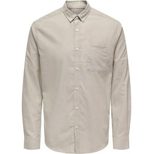 ONLY & SONS Onsalvaro Slim Ls Oxford T-shirt met lange mouwen voor heren, Chincilla