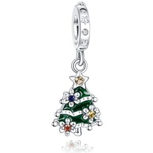 LaMenars Kerstboom sneeuwvlok Wapiti Charm voor 925 Sterling Zilveren Vrouwelijke Armband Ketting Kerst Valentijnsdag Hanger Moederdag Meisje Gift, Zirkonia