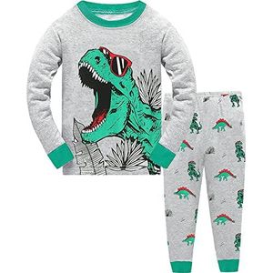 EULLA Pyjamaset voor kleine jongens katoenen nachtkleding lange mouwen pyjama set jongens, Dinosaurus 1