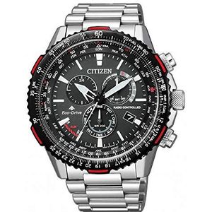 Citizen CB5001-57E Herenhorloge, analoog, kwarts, met roestvrijstalen band, zilver/zwart/rood, één maat, armband, zilver/zwart/rood, Armband