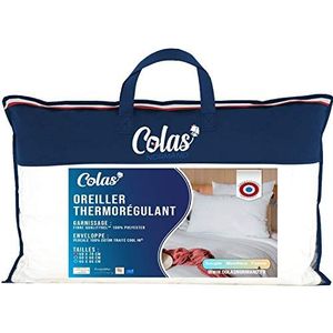 COLAS NORMAND - Thermoregulerend kussen – cool in – vast – 50 x 70 cm – vochttransport – percal 100% katoen – fris gevoel – anti-zweet product – Frans product, wit