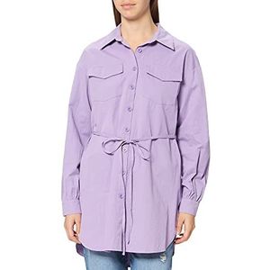 NA-KD Oversized dameshemd met riem, Paars.