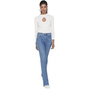 Trendyol Trendyol uitlopende jeans voor dames, normale taille, damesjeans (1 stuk), Blauw