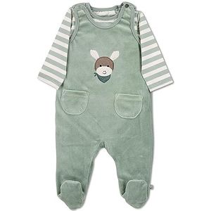 Sterntaler GOTS baby-rompertje Nicki Emmi rompertje babyrompertje Nicki romper met gestreepte jersey en applicatie groen 68, Groen