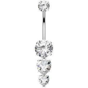 OUFER 14G G23 titanium navelpiercing met binnendraad 8/10/12/14/16 mm, Titanium, Kubieke zirkonia