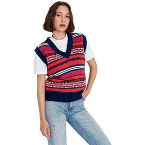 TRENDYOL Sweatshirt dames V-hals normaal gebreid vest marineblauw S marineblauw S marineblauw S, Navy Blauw