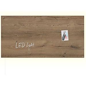 SIGEL GL408 Premium glazen magneetbord 91 x 46 cm met LED-verlichting, Design Natural Wood/houtlook hoogglanzend, TÜV getest, eenvoudige montage, Artverum