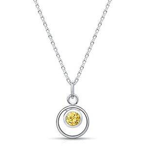 Amberta Lumini 925 sterling zilveren gesimuleerde geboortesteen hanger ketting voor dames, zirkonia