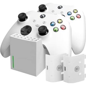 snakebyte Twin:Charge SX Snellaadstation voor Xbox Series S/X Controller, oplader voor 2 draadloze gamecontrollers, met 2 x 800 mAh batterijen, led-laadindicator, Xbox design