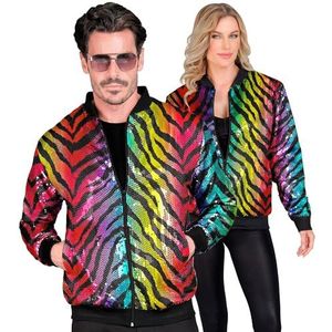Widmann - Veste bomber de fête, motif tigre, veste à paillettes, gilet, tenue de fête, disco, imprimé animal