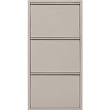 Kare Caruso Design schoenenkast van crèmekleurig metaal met 3 kleppen, schoenenrek voor 6 paar schoenen, dun en ruimtebesparend, hoog schoenenrek, entree, 104 x 50 x 15 cm