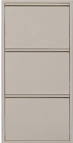 Kare Caruso Design schoenenkast van crèmekleurig metaal met 3 kleppen, schoenenrek voor 6 paar schoenen, dun en ruimtebesparend, hoog schoenenrek, entree, 104 x 50 x 15 cm