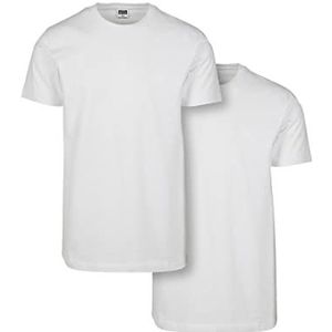 Urban Classics Basic T-shirts met korte mouwen, 2 stuks, oversized, streetwear tops voor heren, meerdere kleuren, S-5XL, wit/wit