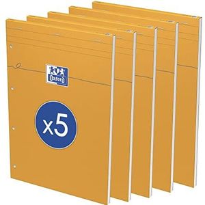 OXFORD Set van 5 notitieblokken, oranje, A4+, effen, 80 vellen, geniet, kaartomslag, gecoat, oranje