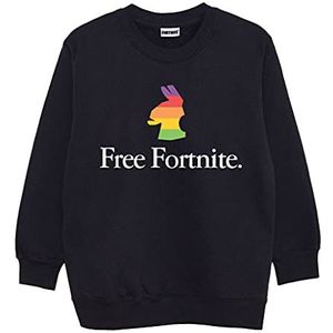 Popgear Free Fortnite Regenboog-lama meisjes crewneck sweatshirt zwart sweatshirt ronde hals jongens, SCHWARZ