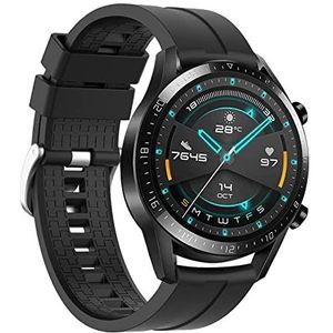 JangBe Bandje voor Huawei Watch GT 2 (46 mm)/GT 3 46 mm/Huawei Watch GT 2e/GT 2 Pro, 22 mm siliconen armband met roestvrijstalen gesp voor Huawei GT 2 46 mm/GT/GT Active/GT 2e/GT2, Roestvrij staal