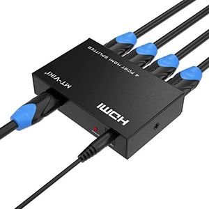 mt-viki 4K HDMI-splitter 1 ingang 4 uitgangen, 1 naar 4 HDMI MT-VIKI splitter 4-weg HDMI splitter 1x4 voor 4 monitoren HDTV CCTV 3D ondersteunt EDID HDCP