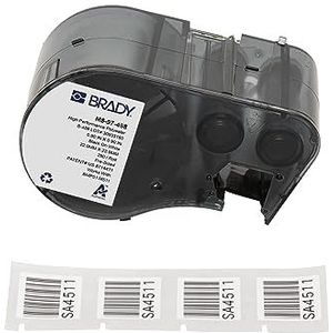 Brady Voorgedimensioneerde zelfklevende polyester etiketten voor labelprinters BMP51/BMP53/M511-280, zwart op wit, 22,86 mm (B) x 22,86 mm (H) M5-97-488