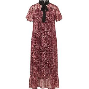 paino Robe midi pour femme avec imprimé léopard 19223977-PA01, marron, taille L, Robe midi avec imprimé léopard, L