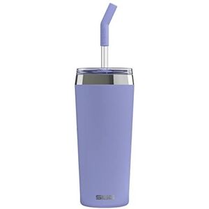 SIGG - Thermosbeker - reisbeker Helia Peaceful Blue - met duurzaam glazen rietje en reinigingsborstel - waterdicht - BPA-vrij - roestvrij staal 18/8-0,45 L