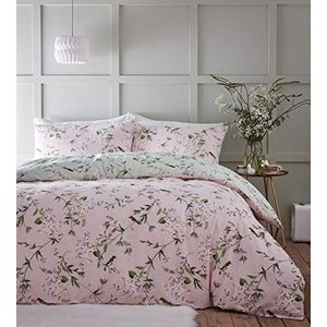 Portfolio Bedding Beddengoedset, omkeerbaar, kolibri-design, kingsize dekbedovertrek, roze