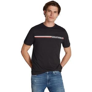 Tommy Hilfiger Chest Stripe Tee T-shirt P/E Homme, Noir, S