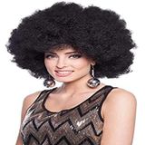 Folat Zwart Afro pruik, zwart, XXL, 26840