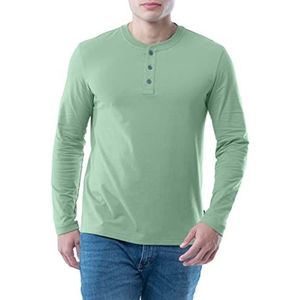Lee T-shirt Henley en Coton Lavage Doux Manches Longues Chemise Homme, Basilic, L