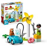 LEGO 10985 DUPLO Mijn stad windturbine en elektrische auto, autospeelgoed voor kinderen vanaf 2 jaar, jongens en meisjes, educatief speelgoed met figuren, duurzaam speelgoed